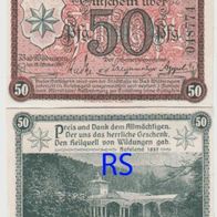Wildungen-Bad-Notgeld 50 Pfennig vom 18.10.1918 Unterdruck rot
