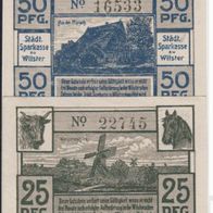 Wilster-Notgeld 25,50 Pfennig vom 13.7.1920, 2 Scheine