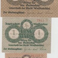 Wolfenbüttel-Notgeld 50 Pf. 1,5 Mark vom 11.1918 davon 2xGebr. Erhaltung 3 Scheine