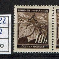 Los H16422: Böhmen & Mähren Mi. 21 * * Paar