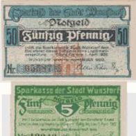 Wunsdorf-Notgeld 5,10,25,50 Pfennig vom 15.11.1920, 4 Scheine