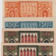 Zerbst-Notgeld-Anhalt 10,25,50,4x50 Pfennig vom 1.7.1921, 8 Scheine