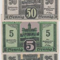 Zeulenroda-Notgeld 5,25,50 Pfennig vom 16.12.1918, 3 Scheine