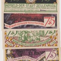 Zeulenroda-Notgeld 5x50 Pfennig vom 31.12.1921, 5 Scheine