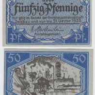 Zwickau-Notgeld 50 Pfennig vom 31.12.1920, 1 Schein