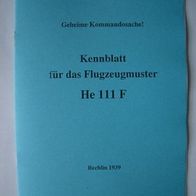 Kennblatt Kampfflugzeug He 111 F von 1939