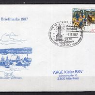 BRD / Bund 1987 Sonderbriefumschlag Tag der Briefmarke 1987 mit MiNr. 1337 Sonderstem
