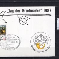 BRD / Bund 1987 Sonderpostkarte Tag der Briefmarke 1987 mit MiNr. 1337 ESST Kiel