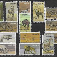 010) Südafrika Tiere Posten/Lot 13 Werte gestempelt