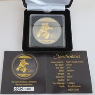 China 2014 - 10 Silver Yuan Panda - Black Ruthenium & 24 CT Gold Plated