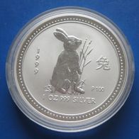 1$ Australien Lunar I Hase 1oz 1999 Silber