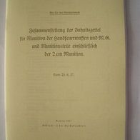 Beschreibung Inhaltszettel Munition bis 2cm von 1937