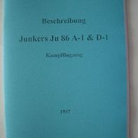 Beschreibung Kampfflgz. Ju 86 mit 68 Seiten von 1937