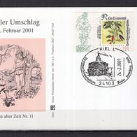 BRD / Bund 2001 Sonderpostkarte 27. Kieler Umschlag mit MiNr. 2161 Sonderstempel