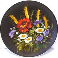 Wandteller / Zierteller mit Blumenmotiv - Porzellan handbemalt - Durchmesser: 26,5 cm