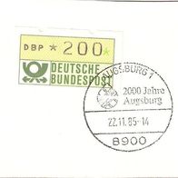 8900 Augsburg 1 22.11.85 2000 Jahre Augsburg Briefausschnitt