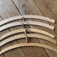 5er Set Kleiderbügel, Holzbügel, naturfarben
