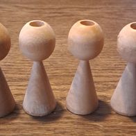 4 alte DDR Figurenkegel Holzfiguren Kegelfigur Kegelpuppen Basteln Vintage