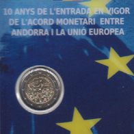 Andorra 2 Euro Sondermünze 2022 BU, 10 Jahre Währungsvereinbarung