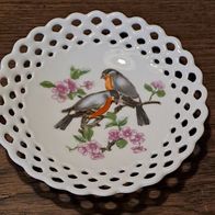 Alter Wallendorf Porzellan Teller Durchbruchteller Vogelmotiv Dompfaff Vintage