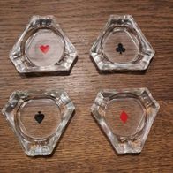 Alte Glas Aschenbecher Kartenspiel Herz Karo Pik Kreuz Skat Vintage