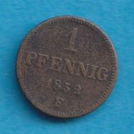 Sachsen 1 Pfennig 1852 F