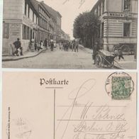 Falkenburg 1907 Marktstraße Müllers Hotel mit Personen und Wasserträger