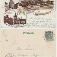 Greifenhagen 1903 Litho 3 Bilder AK mit Marke gelaufen