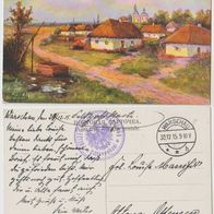 Künstler Kapustin Grigorij Feldpostkarte 1915 mit Polizeistempel Sittenpolizei