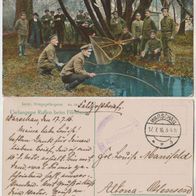 Feldpost 1916 Russische Kriegsgefangene beim Fischen mit Briefstempel