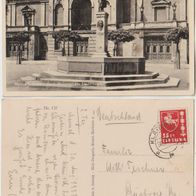 Memel 1937 Simon Dach Brunnen und Stadttheater mit Briefmarke gelaufen