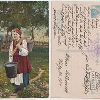 Feldpost Ukraine Trachtenkarte Feldpost 1916 Stempel Sittenpolizei