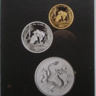 Folder 2026 Aufklapbar ! zum China Panda in Silber und Gold und Silber Drache