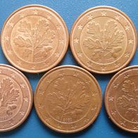 5 Cent - BRD - 2002 (5 X 5 Cent A, , , , )