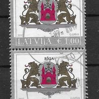 09) Lettland 2015 Wappen Mi. Nr. 935 senkr. Paar gestempelt