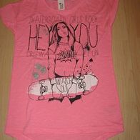 supertolles T-Shirt Skaterfans C&A here + there Gr. 146/152 neonpink (0316)