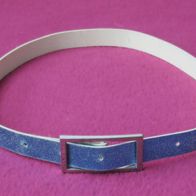Vintage Taillengürtel blau metallic 85 cm Damen Gürtel Kunstleder silberne Schließe