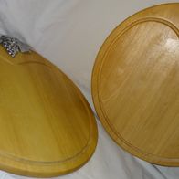 D Servierplatte 2X Käsebrett Küchenbrett Vollholz Saftrille rund Ø 50cm 21mm ca 3,8 k