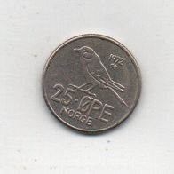 Münze Norwegen 25 Öre 1972
