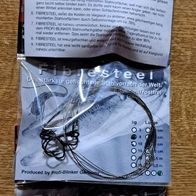 Neu! 9 Profi Blinker Fibresteel 8kg Hecht Zander Stahlvorfach Drilling Vorfach
