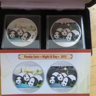 Münzen China Panda 2013 Set 2 x 1 Unze 10 Yuan "Night and Day" BU unc. RAR!