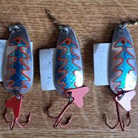 Neu! 3 Spinner ProfiBlinker Skyblue Blau B 8g 50mm Blinker Zander Hecht Waller