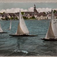 300) BRD - AK : Überlingen - Segelboote , Ansicht vom Wasser aus (1961)
