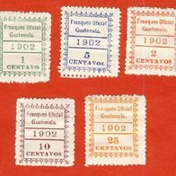 Guatemala Dienstmarken Mi.1 - 5 kompl. Postfrisch Satz mit Falz.