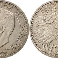 MONACO 100 Francs 1950 Fürst Rainier III." (1949-2004) Reitersiegel