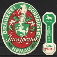 ALT ! Bieretikett Brauerei Donhauser † 1998 Hemau Lkr. Regensburg Bayern
