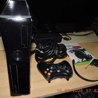 XBOX 360s Konsole schwarz/silber SLIM - mit Controller und allen Anschlusskabel