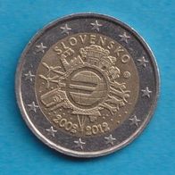 Slowakei 2 Euro 2012 10 Jahre Euro Bargeld