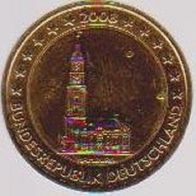 2008 BRD 2 Euro Hamburg Michel „D“ vergoldet