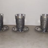 Konvolut - Set Zinnbecher mit Untersetzer